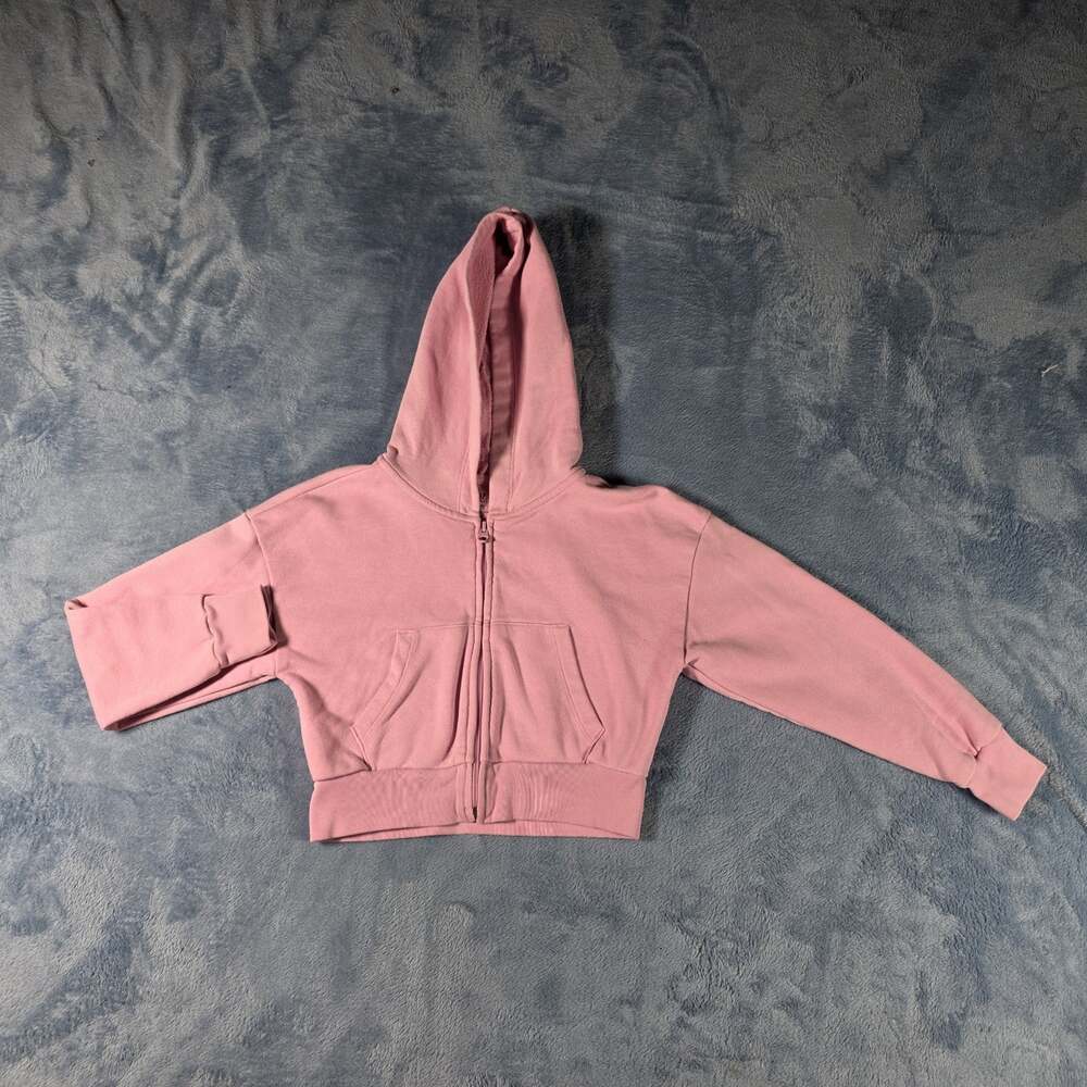 Gap Kids Girls Size 8 Pink Cropped Full Zip Hoodie Sweatshirt Fleece